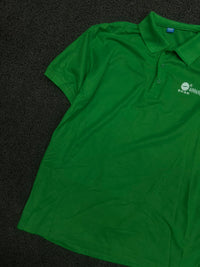 Men’s Green Solid Short-Sleeve Polo T-Shirt with Collar & Chest Print
