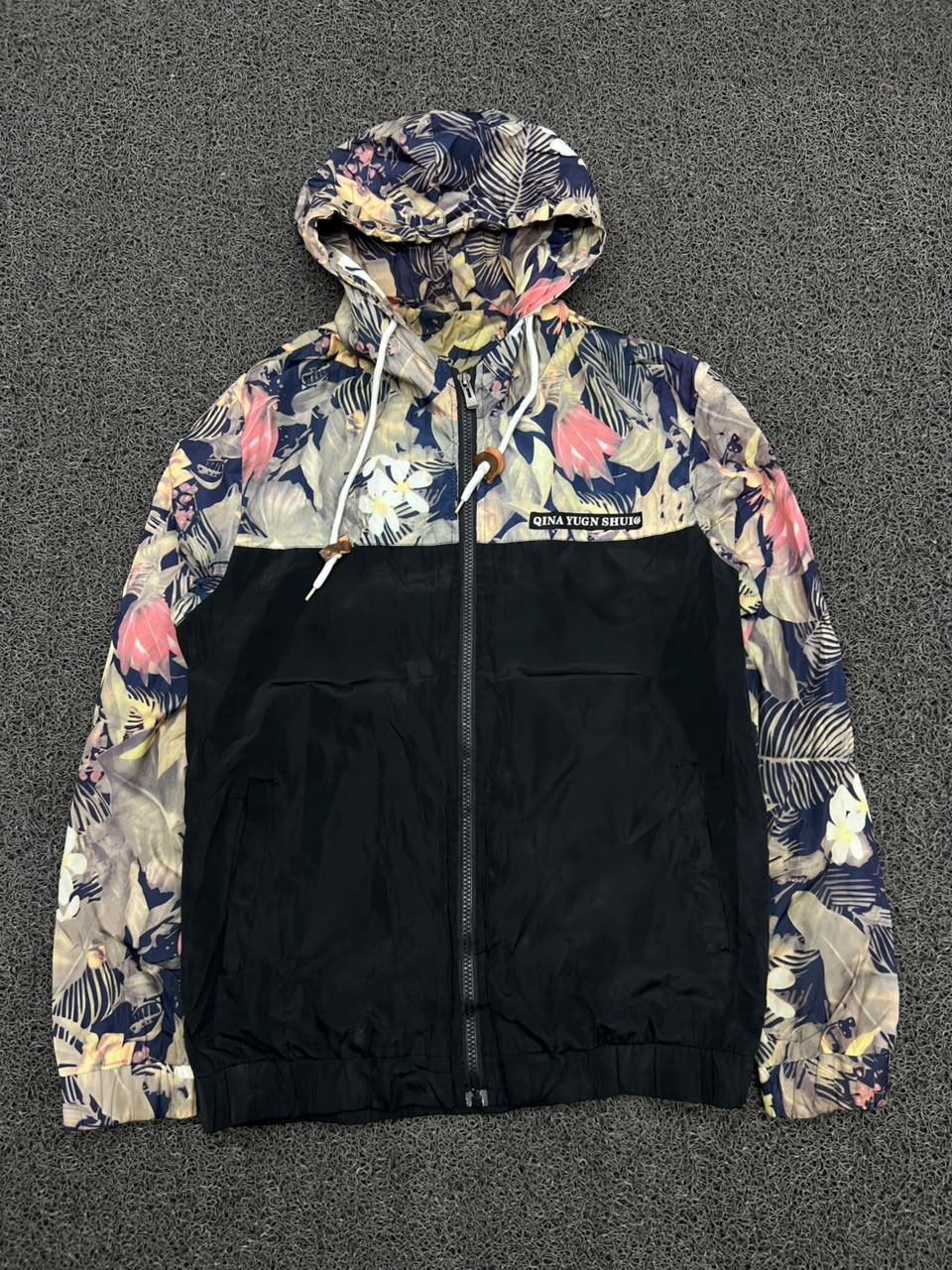 Floral Hooded Windbreaker Jacket – Lightweight Full Zip Casual Outdoor Jacket