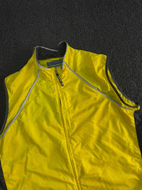 Vintage Yellow & Black Cycling Windbreaker Vest | Lightweight Zip-Up Sports Jacket