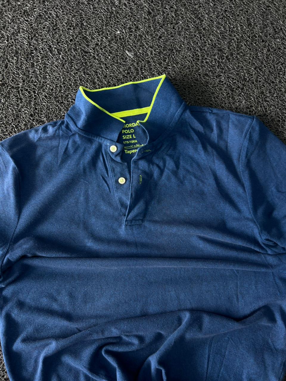 Navy Blue Contrast Trim Polo T-Shirt for Men