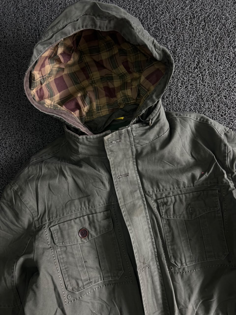 Vintage Hooded Utility Field Jacket – Multi Pocket Military Style
