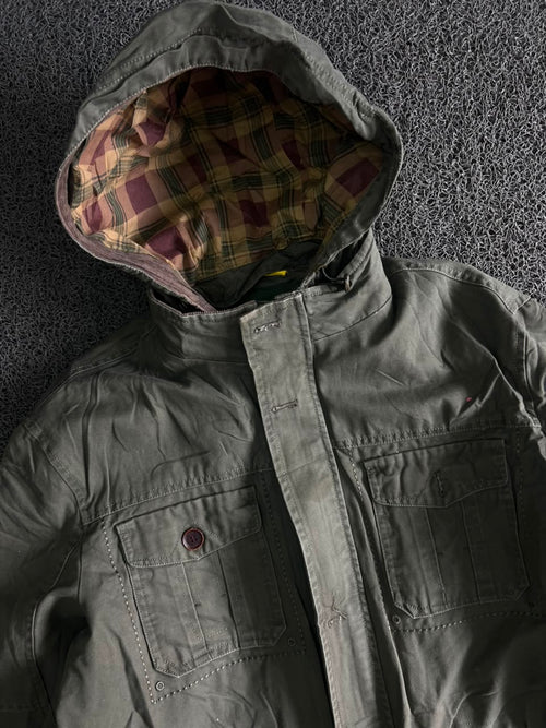 Vintage Hooded Utility Field Jacket – Multi Pocket Military Style