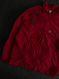 Vintage Red Track Jacket with Contrast Piping