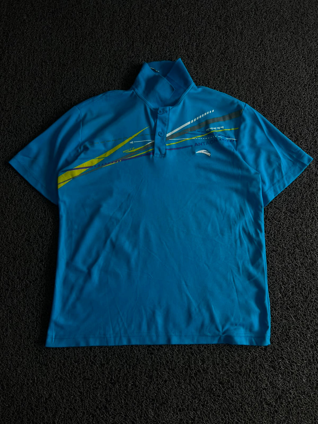 Vintage Antaon Blue Graphic Polo T-Shirt
