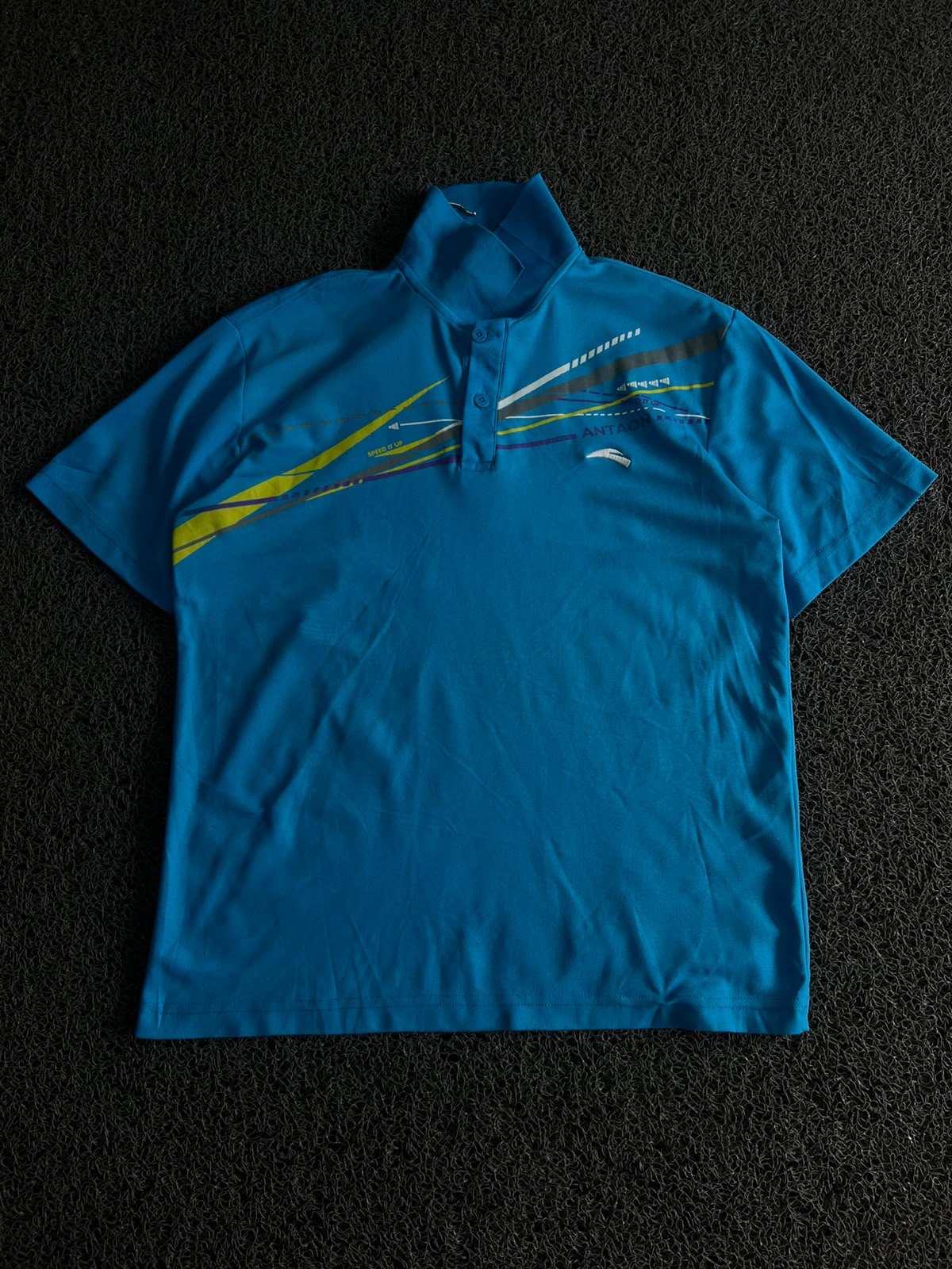 Vintage Antaon Blue Graphic Polo T-Shirt