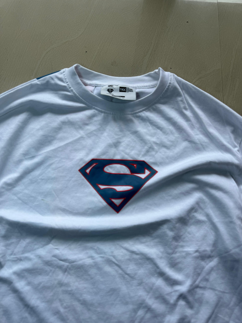 Superman Graphic Oversized Crew Neck Layered Full Sleeve T-Shirt