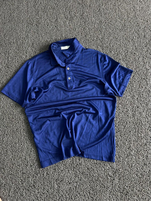 Vintage Blue Polo T-Shirt | Classic Short Sleeve Casual Shirt