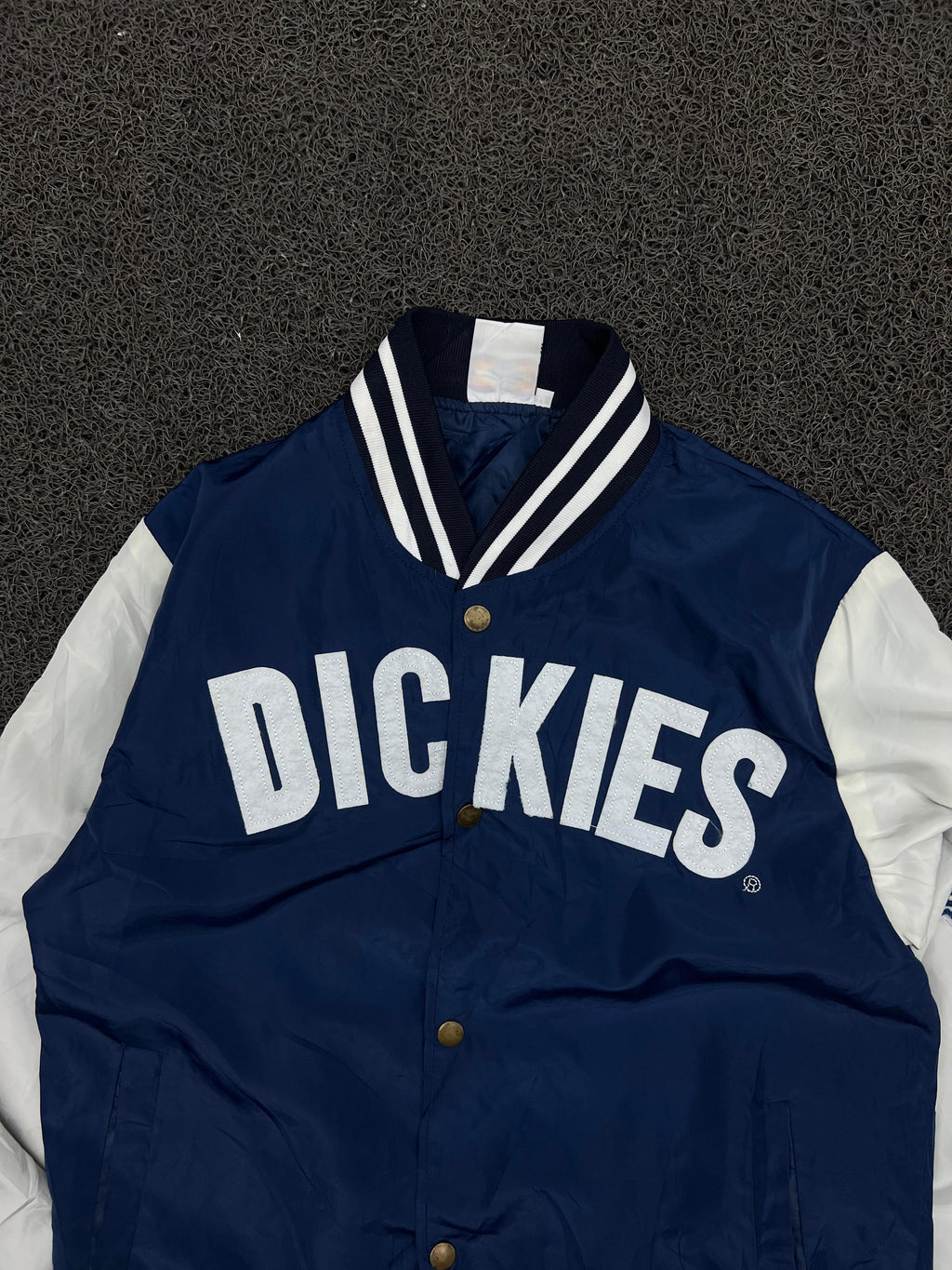 Dickies Navy & White Varsity Snap Button Bomber Jacket