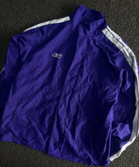 Purple & White Retro Sport Track Jacket with Zip Front