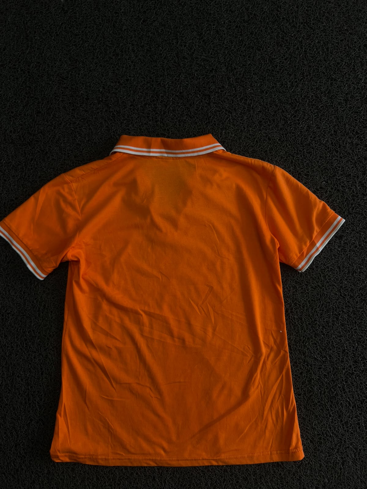 Orange Striped Collar Polo T-Shirt