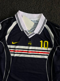 Nike France Zidane #10 Long Sleeve Collar Football Jersey – Navy Blue | Retro FFF Soccer Jerseys