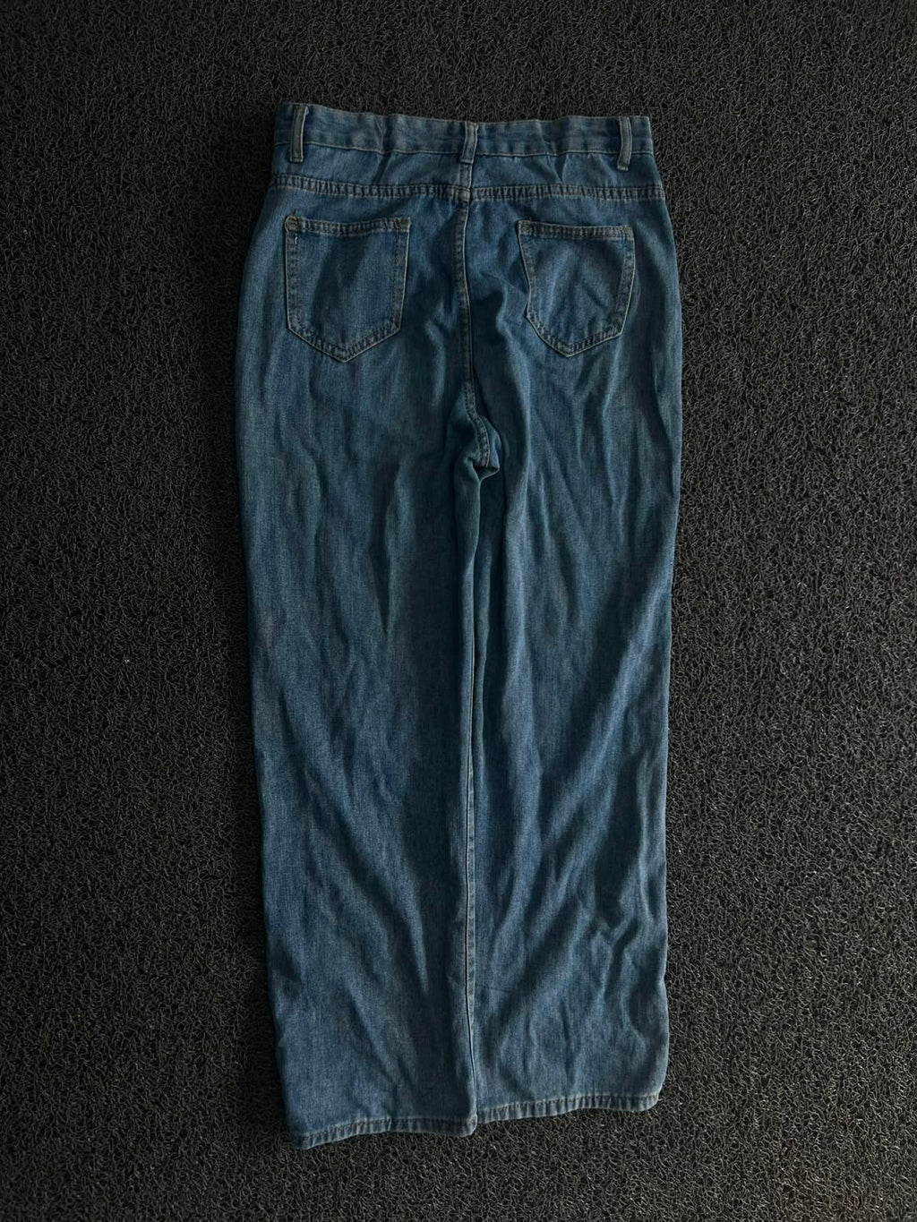 Vintage Blue Wide-Leg Denim Jeans | High-Waist Relaxed Fit | Thrifted