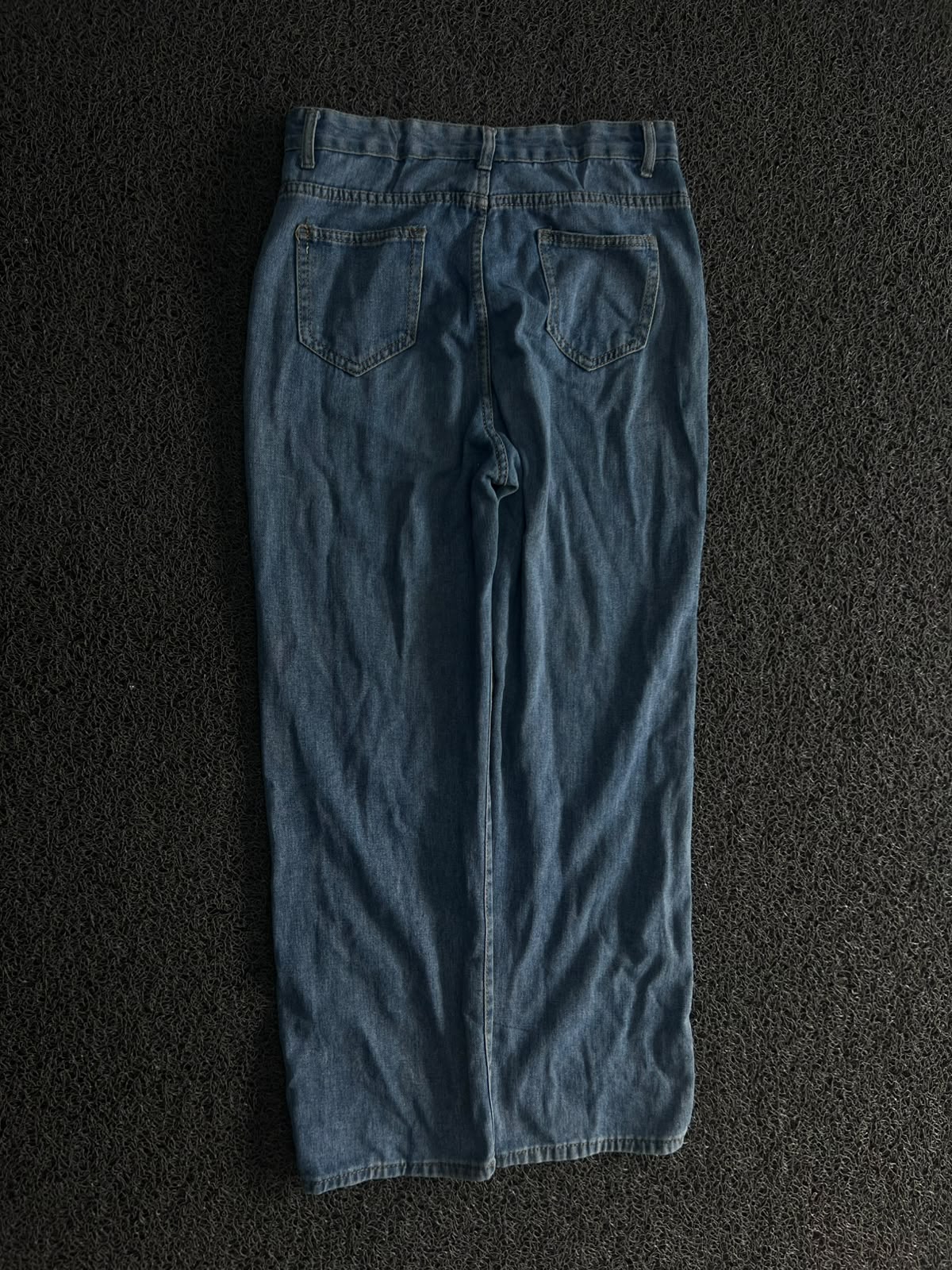 Vintage Blue Wide-Leg Denim Jeans | High-Waist Relaxed Fit | Thrifted