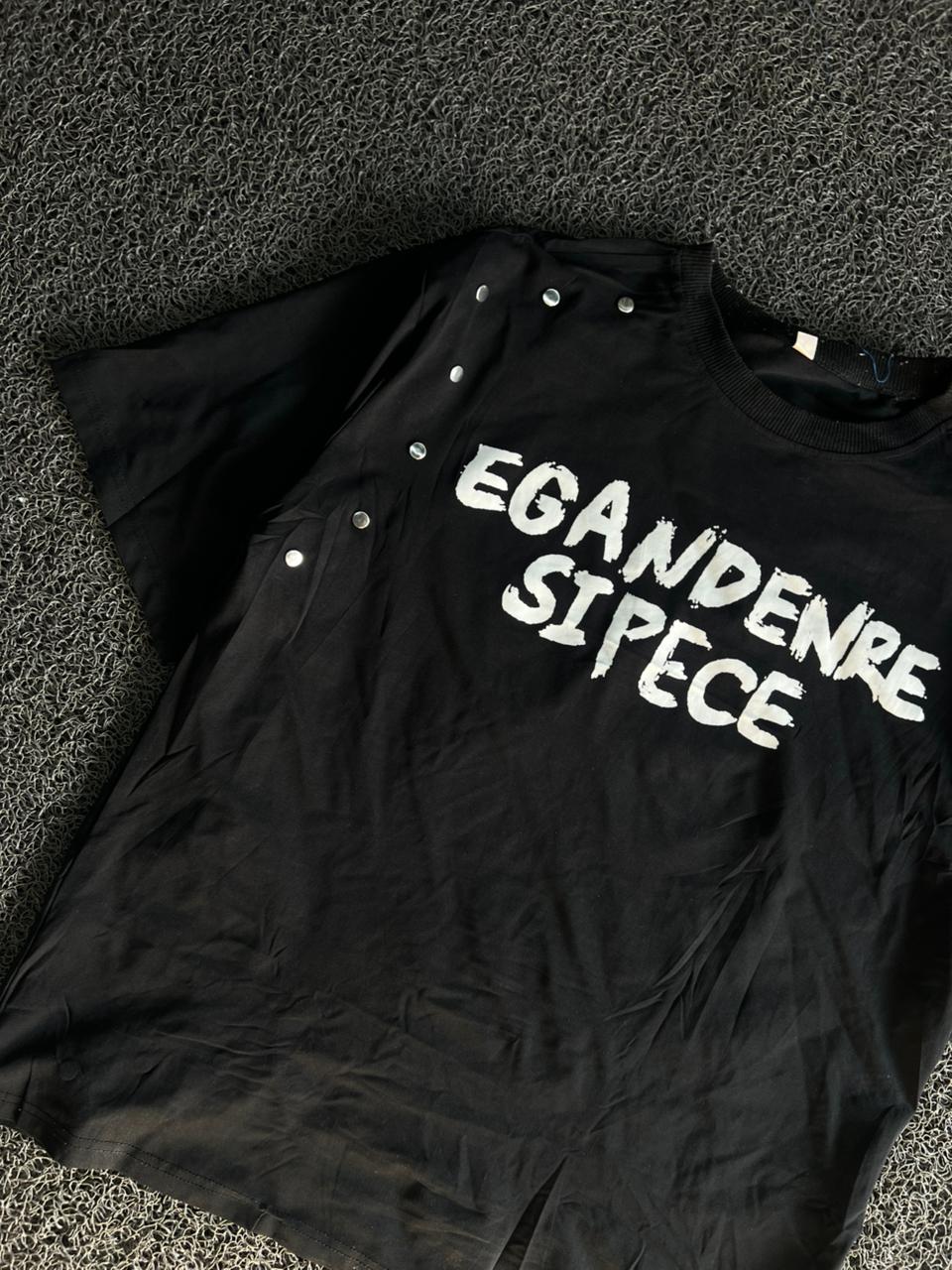 Black Oversized Graphic Studded T-Shirt – EGANDENRE SIPECE Print