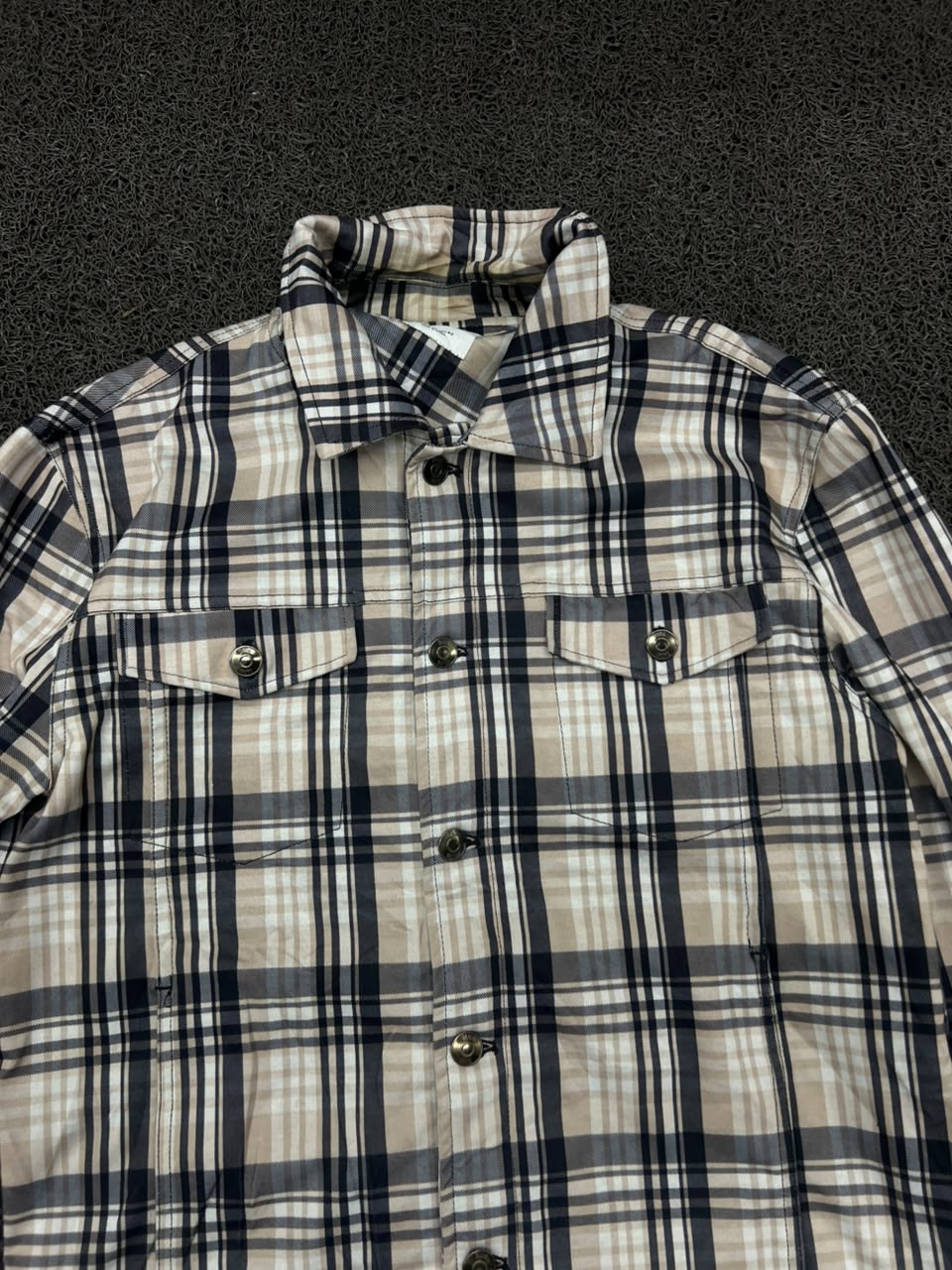 Premium Check Plaid Button-Up Trucker Jacket