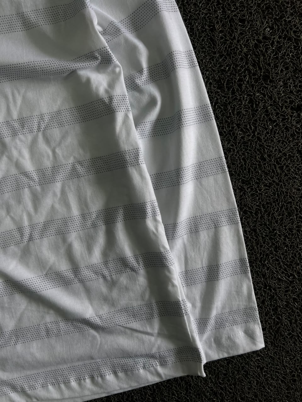 White Long-Sleeve Striped Crew Neck T-Shirt