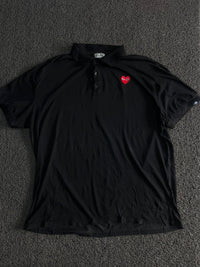 Polo T-Shirt with Red Heart Log – Vintage Streetwear Style ⚠️ Small Damage
