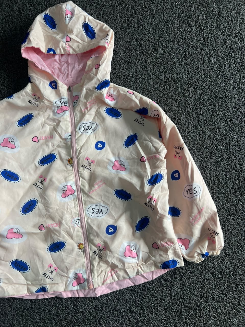 Reversible Pink Hooded Jacket | Double-Sided Printed Windbreaker