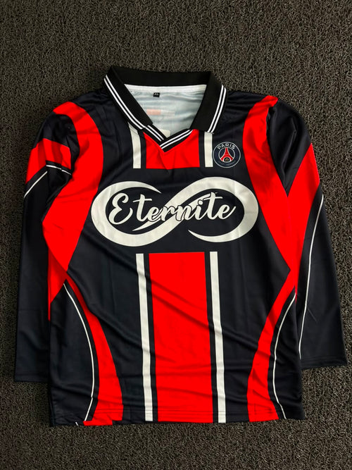 PSG Dembélé #10 Long Sleeve Retro Football Jersey – Black/Red | Eternite Sponsor