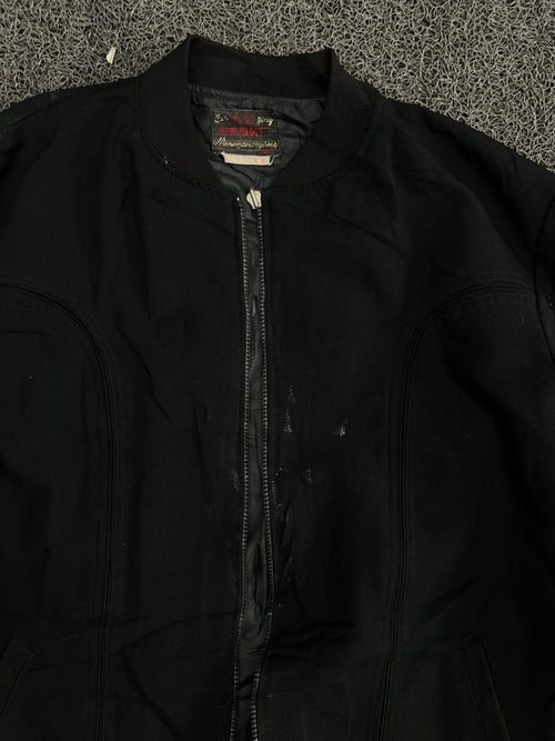 Vintage Black Casual Bomber Jacket – No Front Zip