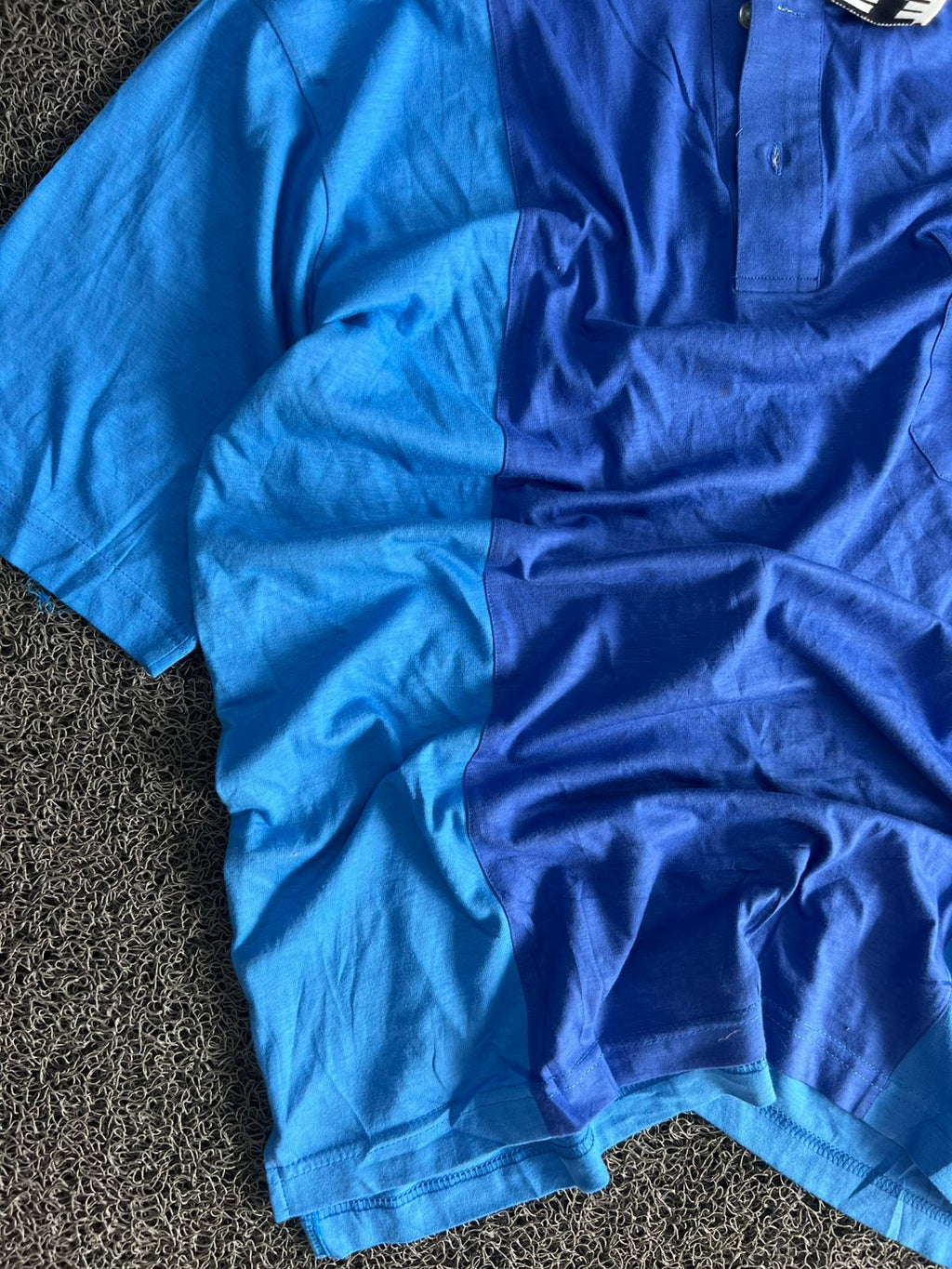 Blue Color Block Pocket Polo T-Shirt