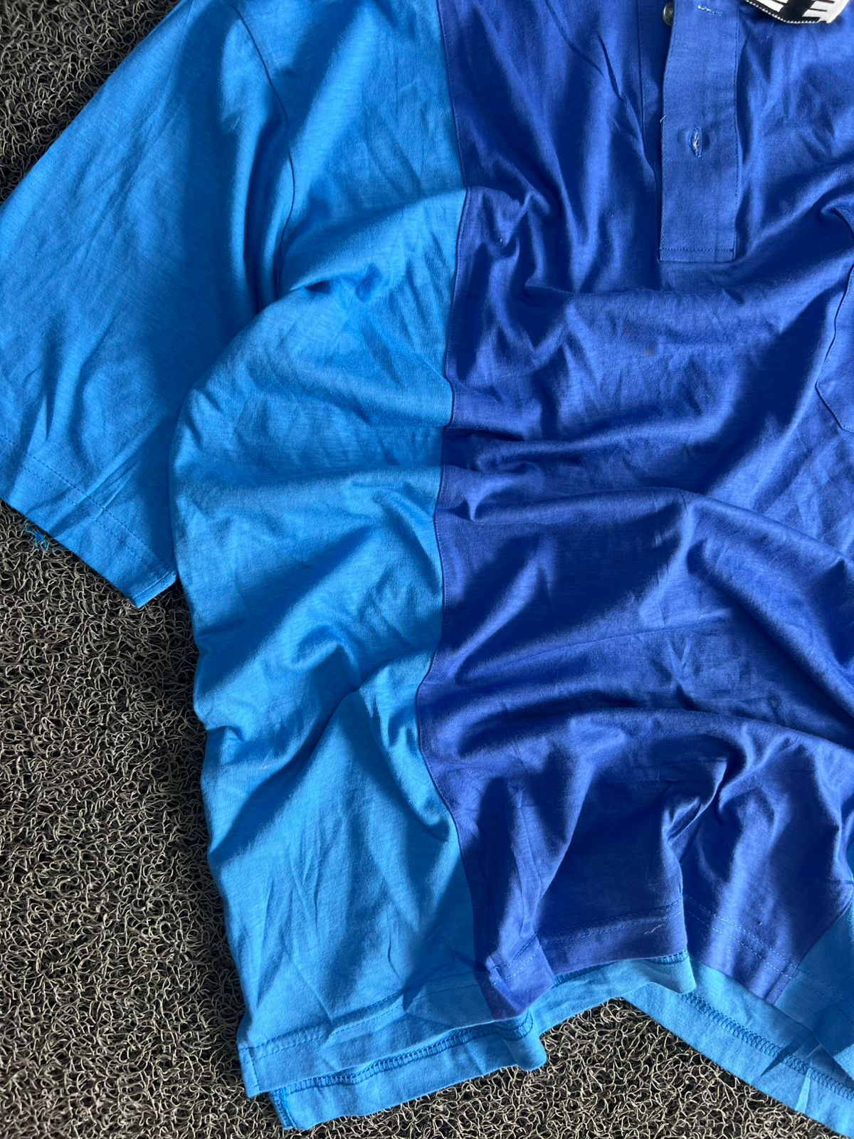 Blue Color Block Pocket Polo T-Shirt