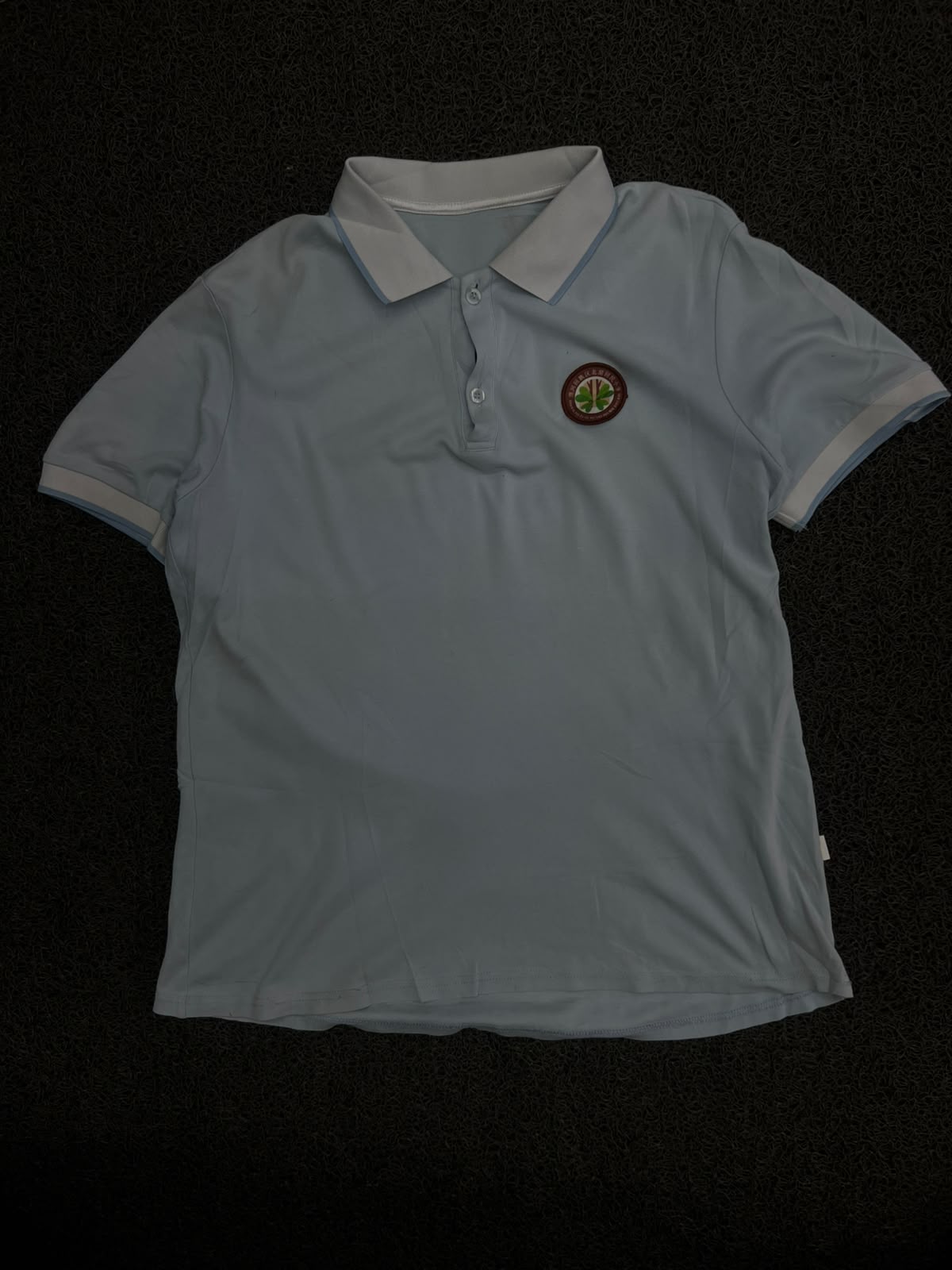 Vintage Blue Polo T-Shirt with Contrast Collar & Sleeve Trim – Thriftwear