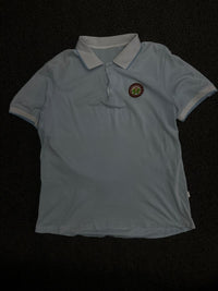 Vintage Blue Polo T-Shirt with Contrast Collar & Sleeve Trim – Thriftwear