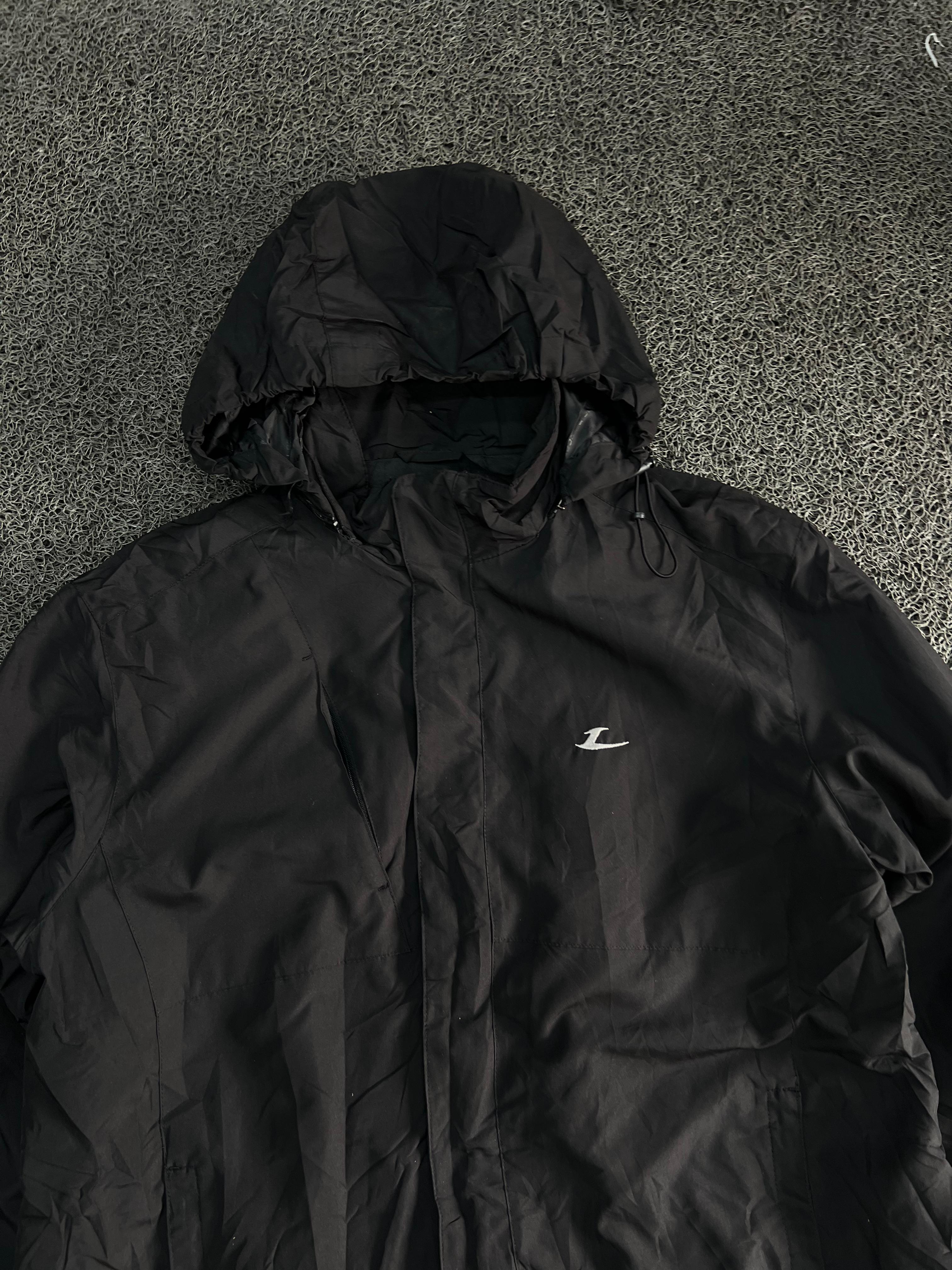 Black Lightweight Hooded Windbreaker Jacket – Full Zip Water-Resistant Outdoor Coat