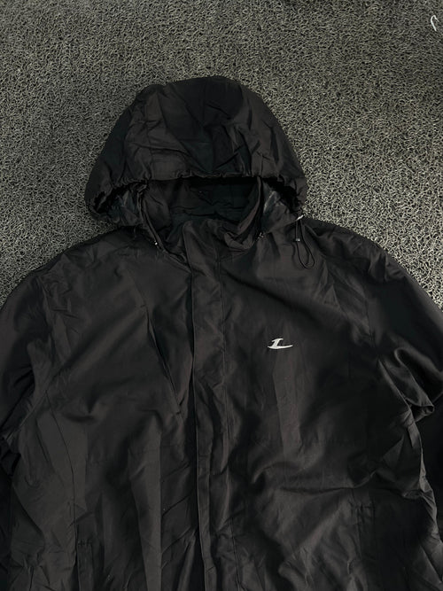Black Lightweight Hooded Windbreaker Jacket – Full Zip Water-Resistant Outdoor Coat