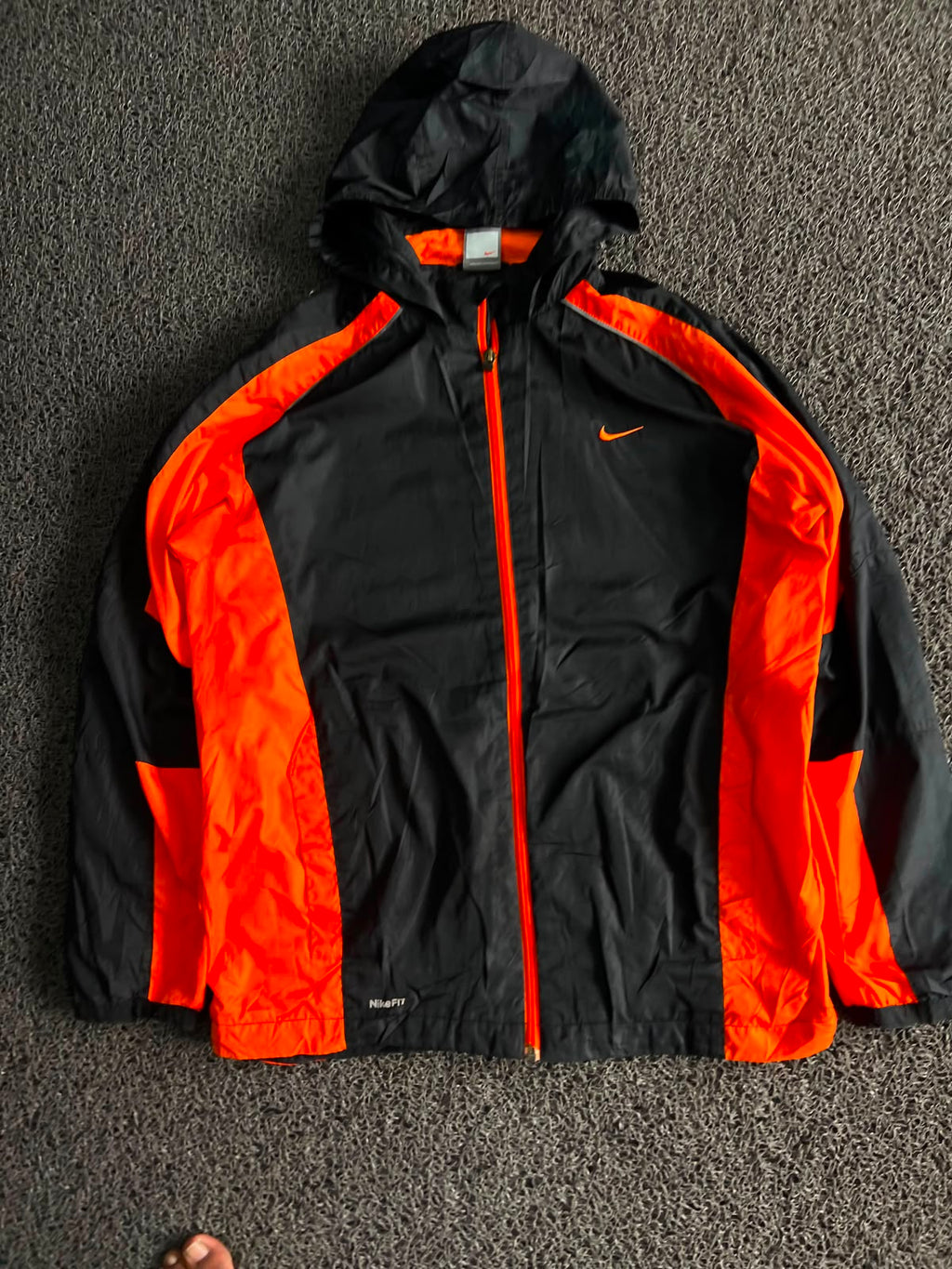 Nike Dri-FIT Hooded Windbreaker Jacket – Black & Orange