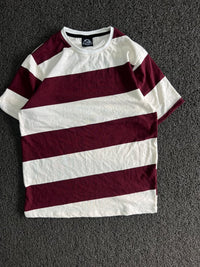 Burgundy & White Striped Short Sleeve T-Shirt