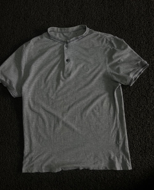 Henley Neck Short Sleeve T-Shirt with Button Placket