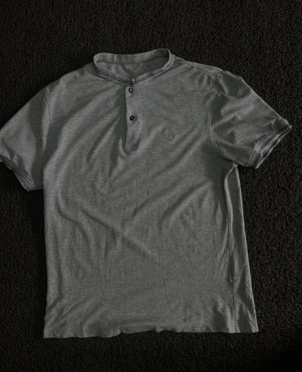 Henley Neck Short Sleeve T-Shirt with Button Placket