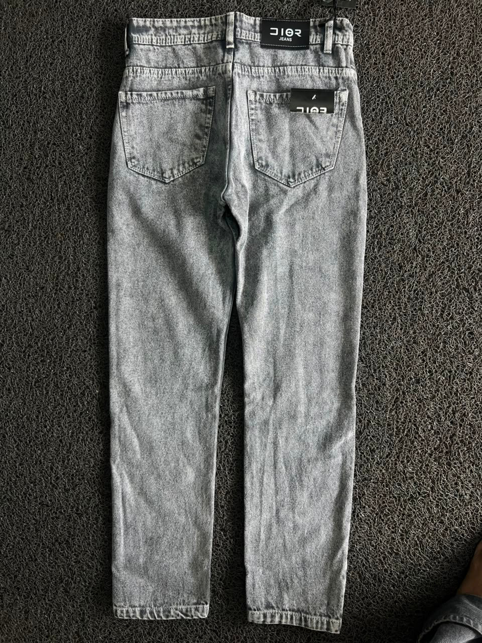 Dior Grey Acid Wash Slim Straight Denim Jeans