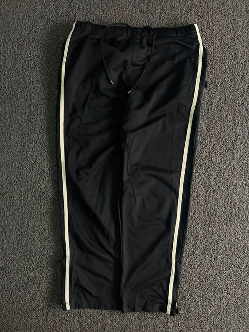 Vintage Black Track Pants with White Side Stripes & Drawstring – Thriftwear