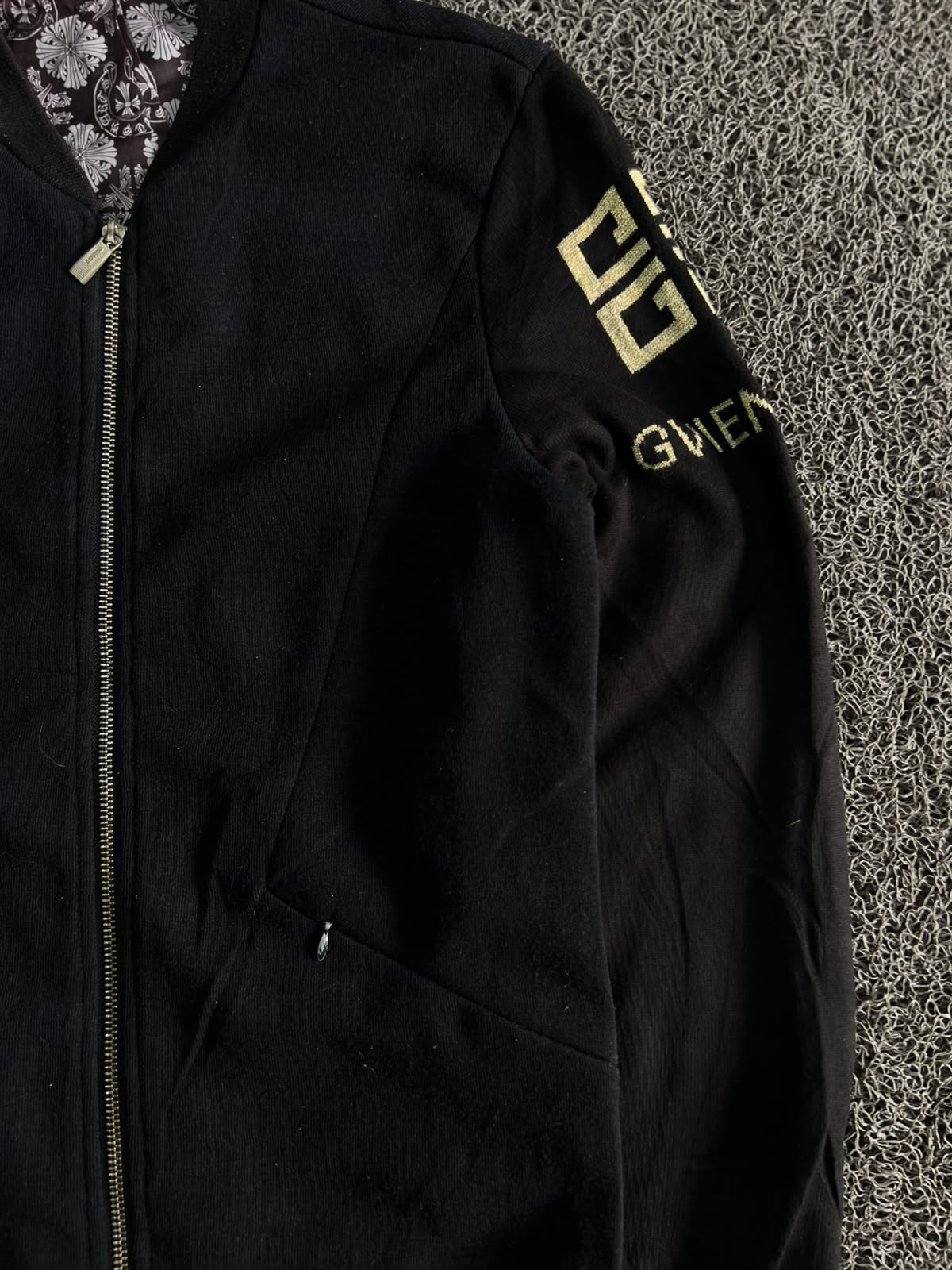 Vintage Black Zip-Up Knit Bomber Jacket
