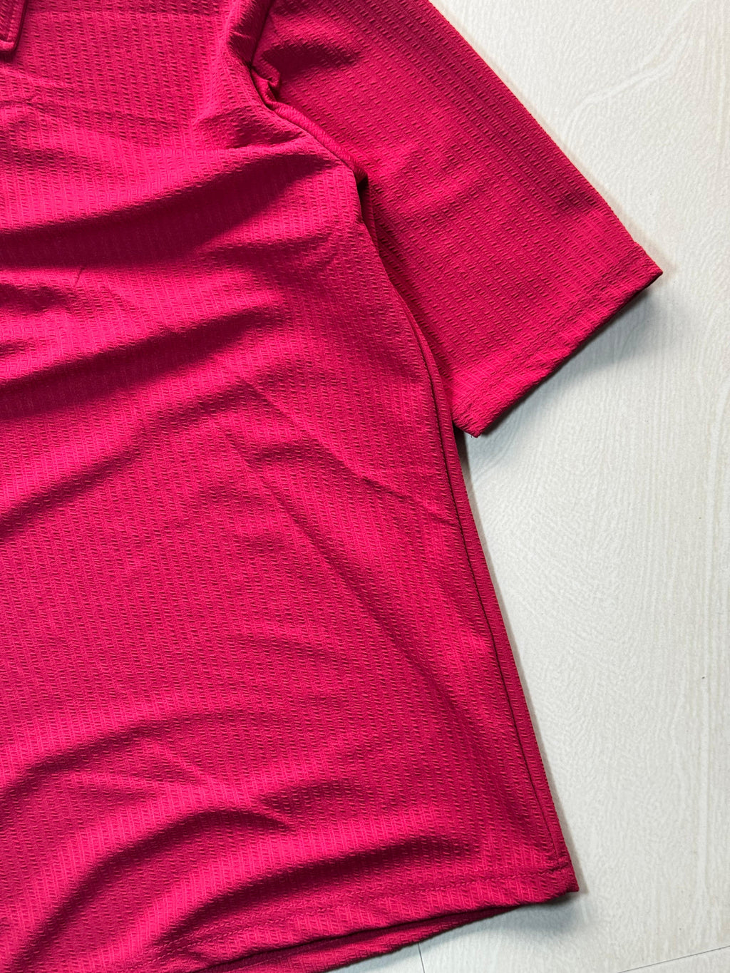 Men's Textured Half-Zip Polo T-Shirt – Maroon | Relaxed Fit | Half Sleeve | Collared Neck