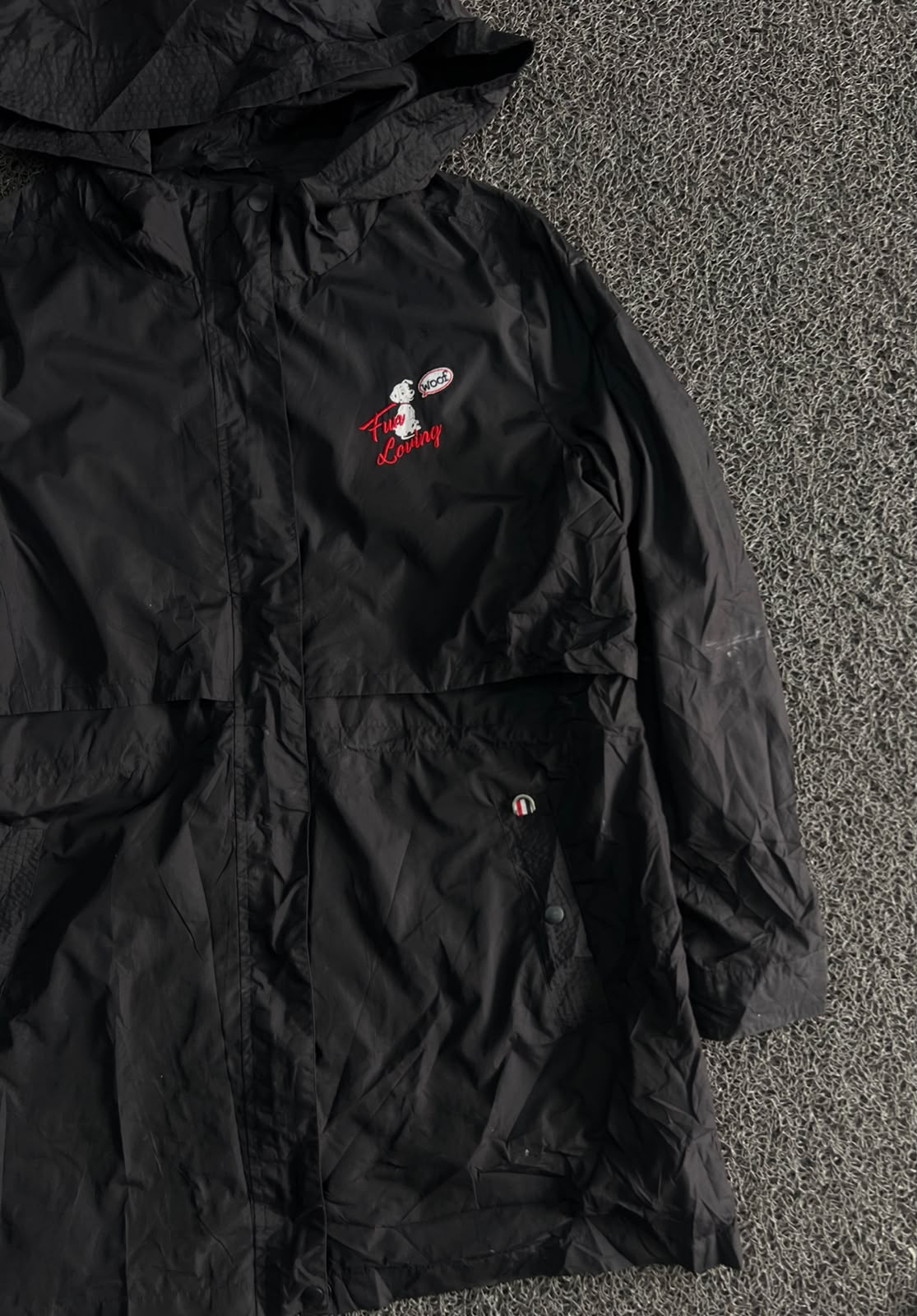 Vintage Hooded Utility Jacket – Graphic Front Detail