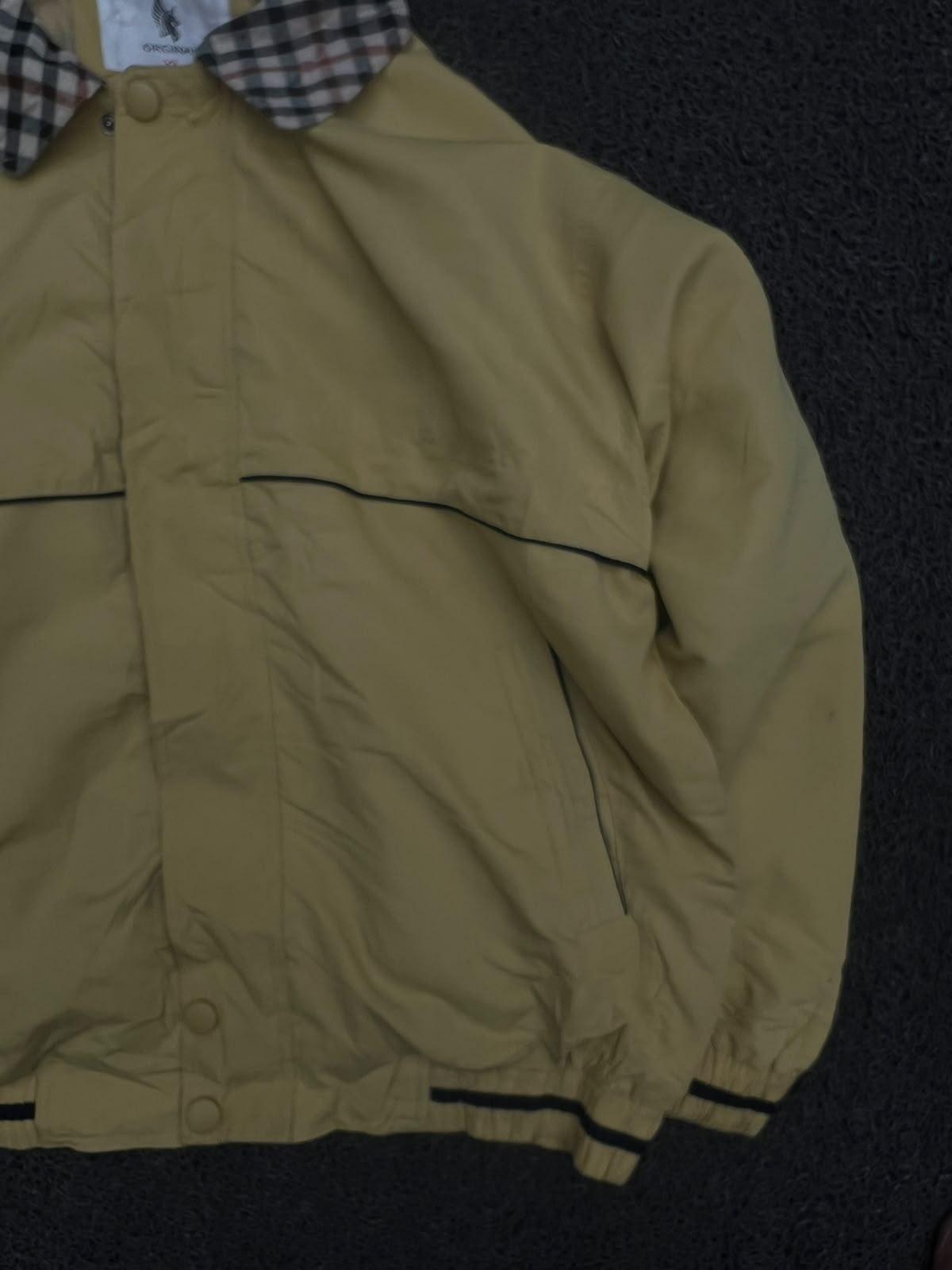 Vintage Khaki Harrington Jacket with Checkered Collar