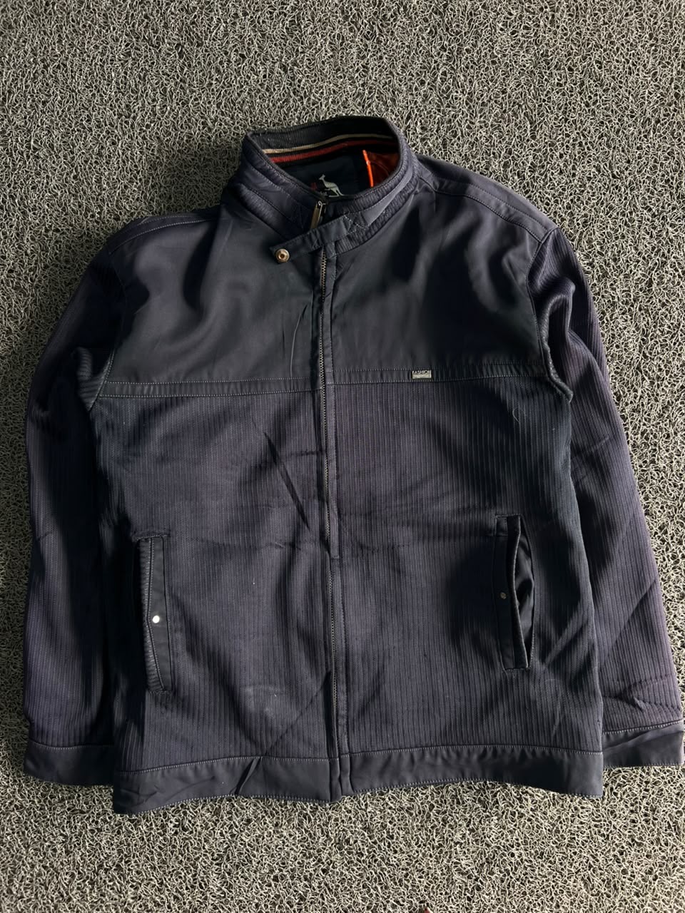 Vintage Full Zip Navy Jacket – Stand Collar