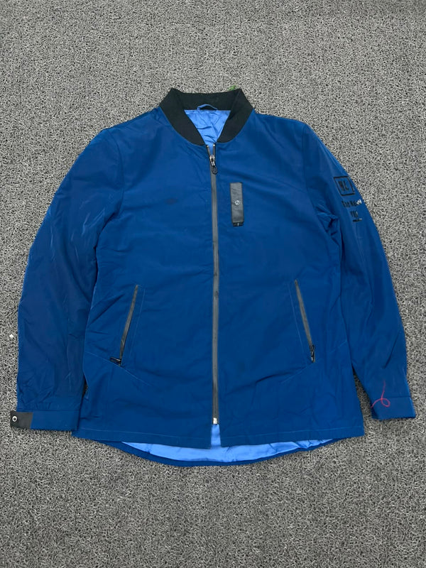Vintage Blue Bomber Jacket | Lightweight Full Zip | Thrifted Men's Outerwear