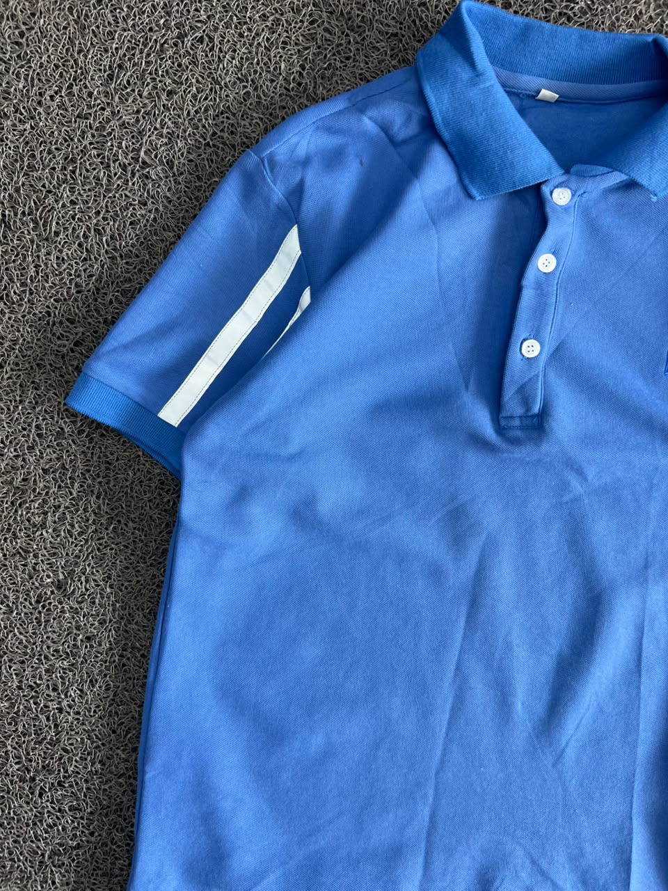 Vintage Blue ZEISS Striped Sleeve Polo T-Shirt