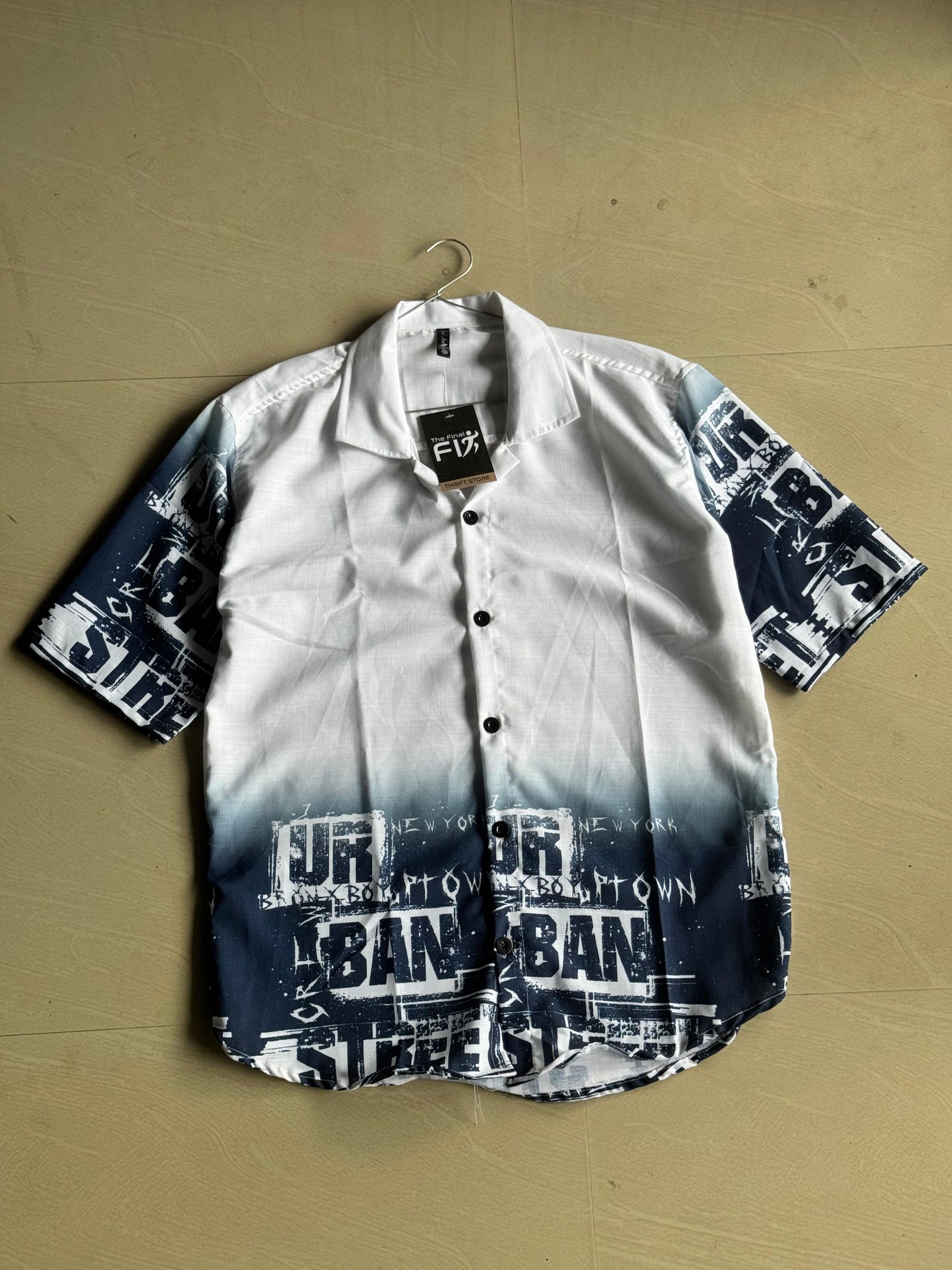 Men’s Urban Graphic Print Short Sleeve Casual Shirt