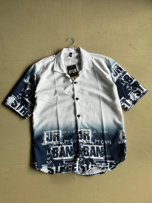 Men’s Urban Graphic Print Short Sleeve Casual Shirt