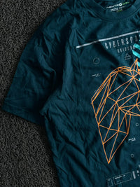 Dark Teal “Cyber Space” Geometric Horse Graphic T-Shirt