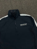 MEGAMAN Black Full Zip Windbreaker Jacket with White Sleeve Stripes