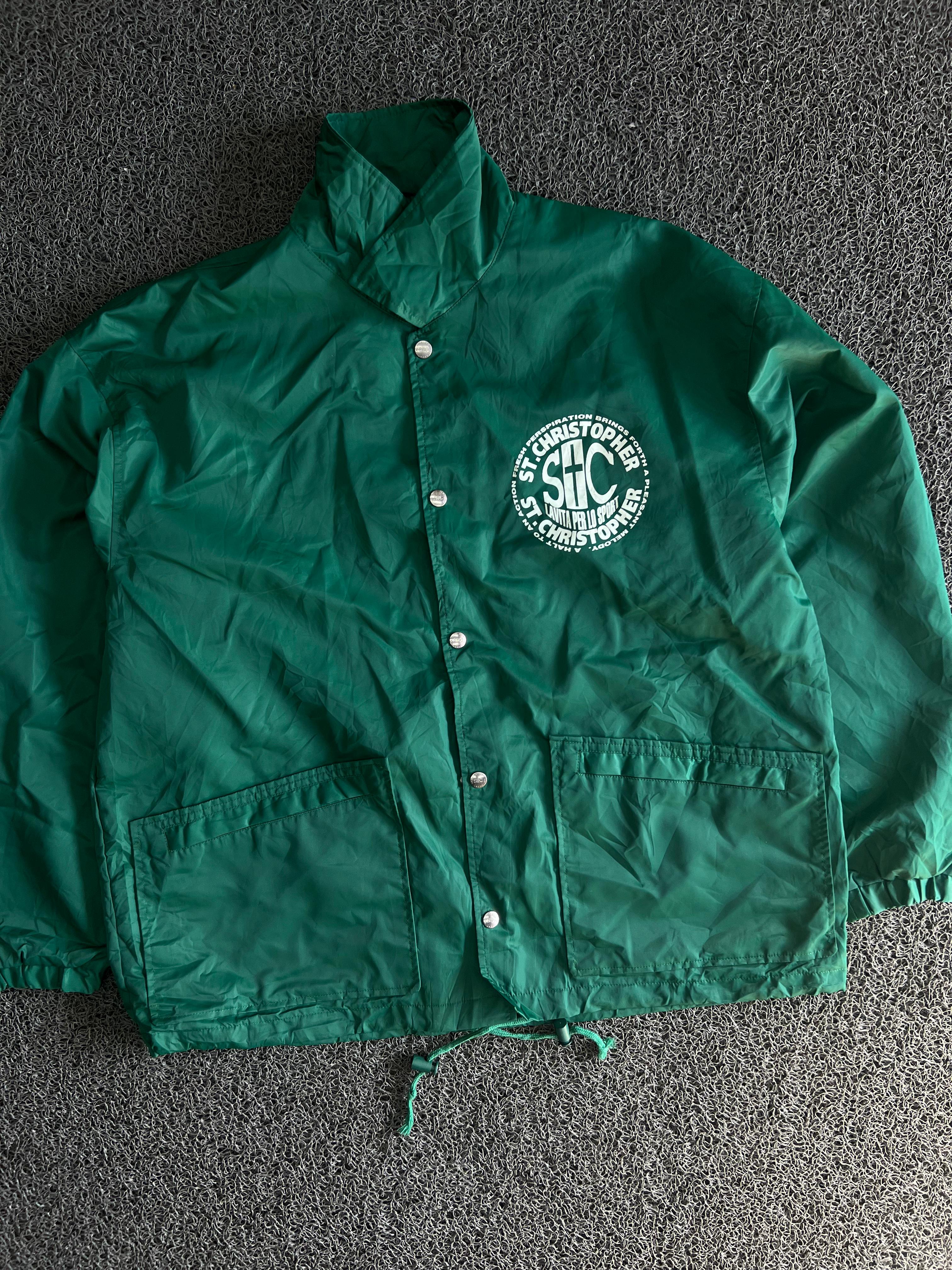 Vintage St. Christopher Green Nylon Coach Jacket
