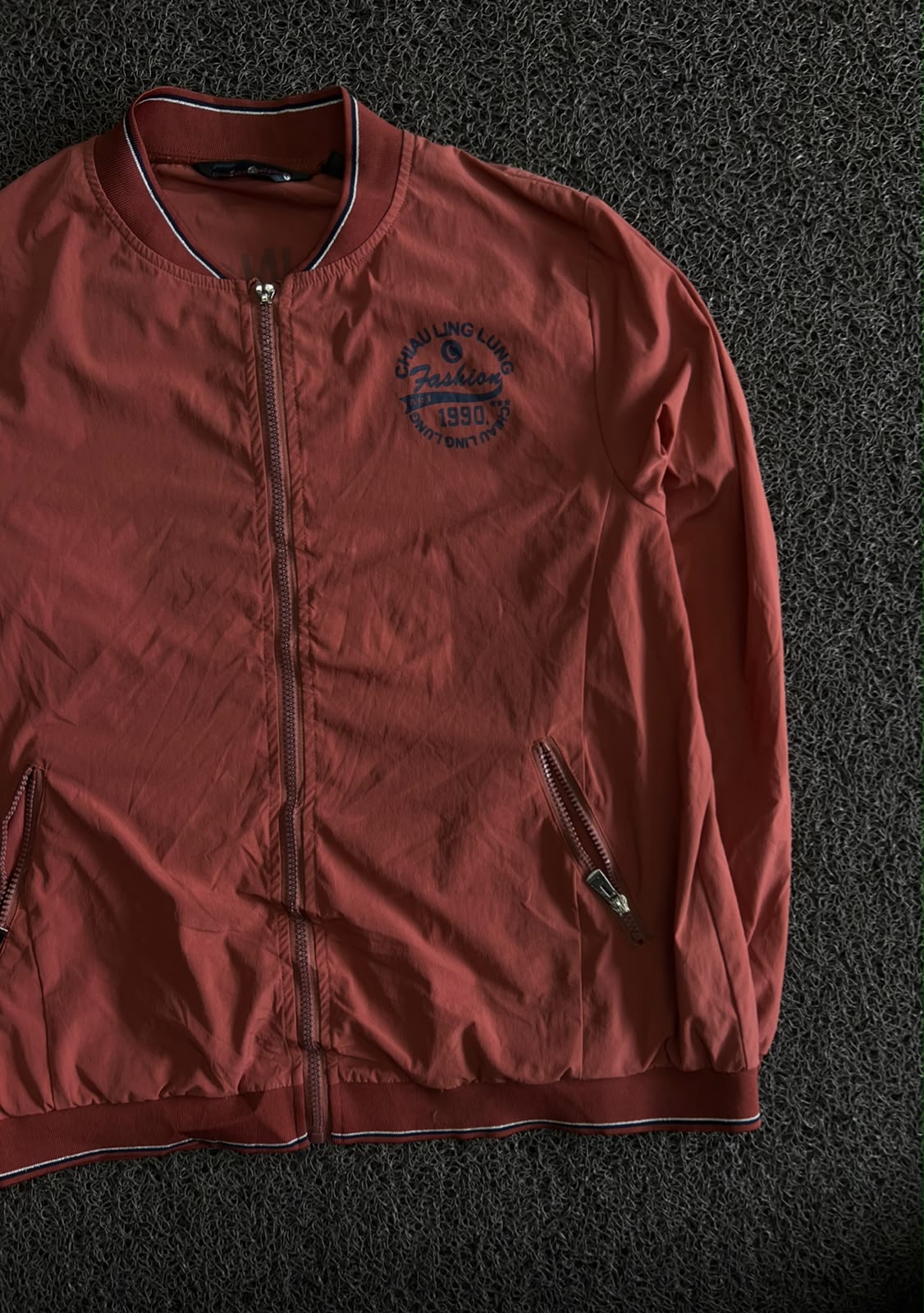 Vintage Rust Brown Zip-Up Bomber Jacket