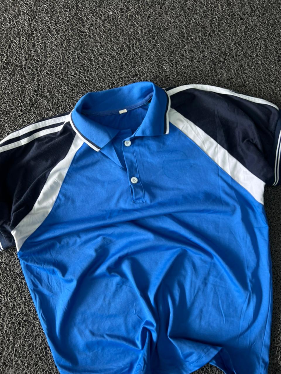Men's Royal Blue Sports Polo T-Shirt with Navy & White Contrast Raglan Sleeves